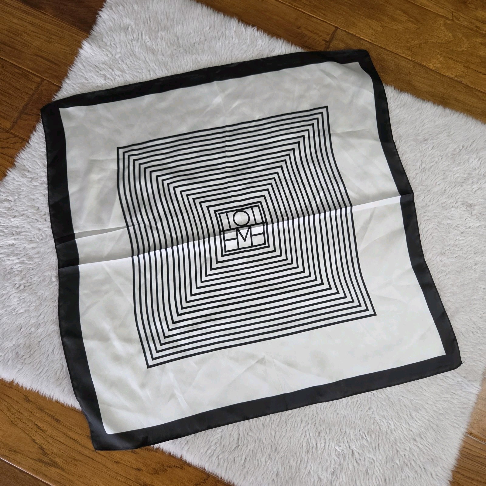 Toteme Satin Scarf Black White Toteme Satin Scarf Black White