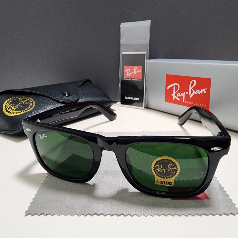 Ray-Ban RB2140 Wayfarer Sunglasses Gloss Black Frame Glass Green Lens 54-18 mm Ray-Ban RB2140 Wayfarer Sunglasses Gloss Black Frame Glass Green Lens 54-18 mm