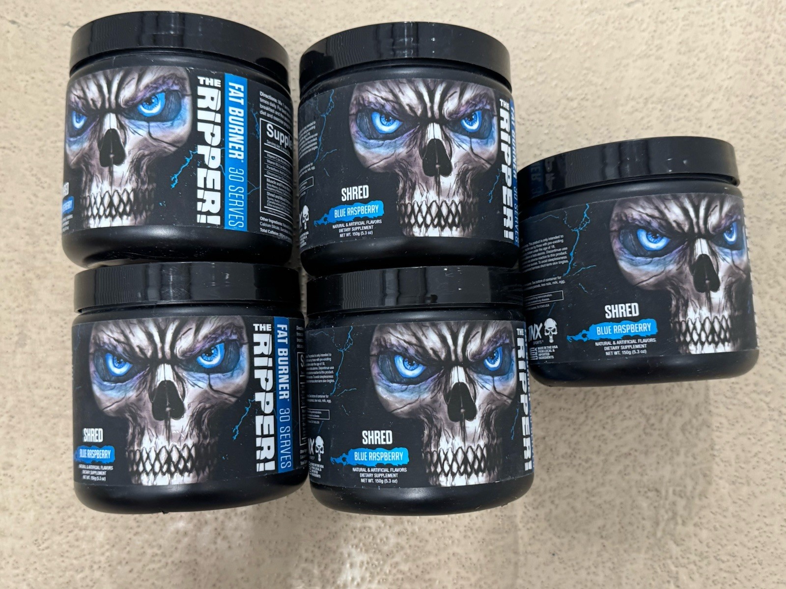 5x Pack JNX Sports The Ripper Fat Burner Blue Raspberry 150g 5.3oz Exp 2028