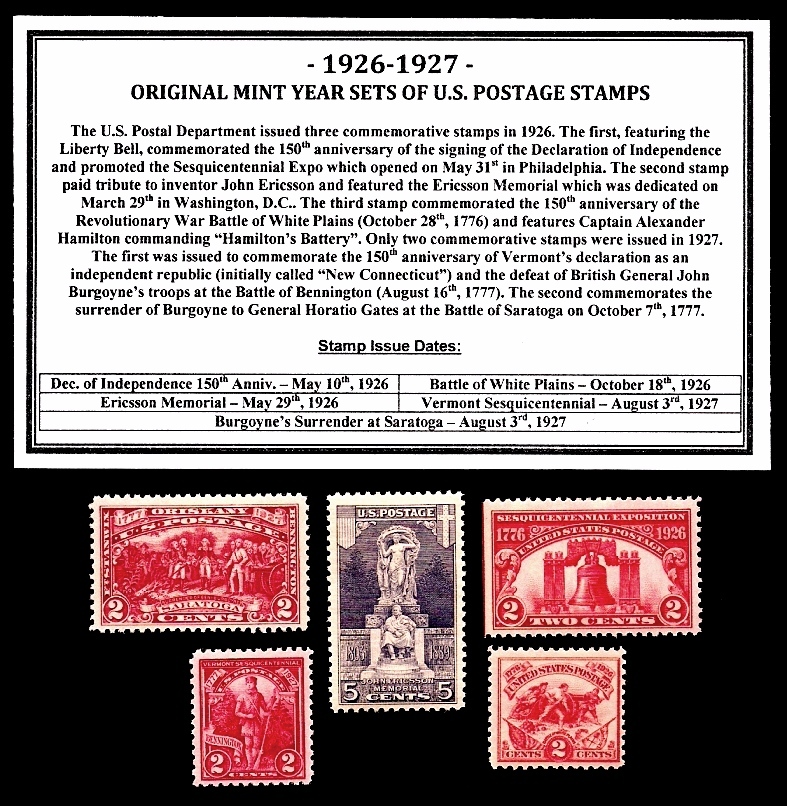 1926 - 1927 YEAR SET OF MINT -MNH- VINTAGE U.S. POSTAGE STAMPS