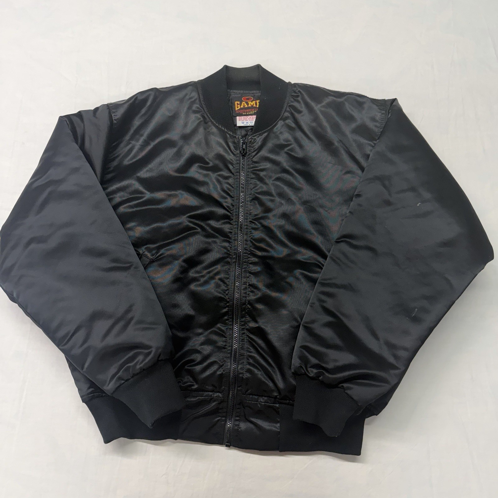 Vintage 90s NY Daily News Satin Bomber Jacket XL Embroidered Twin Towers NYC USA