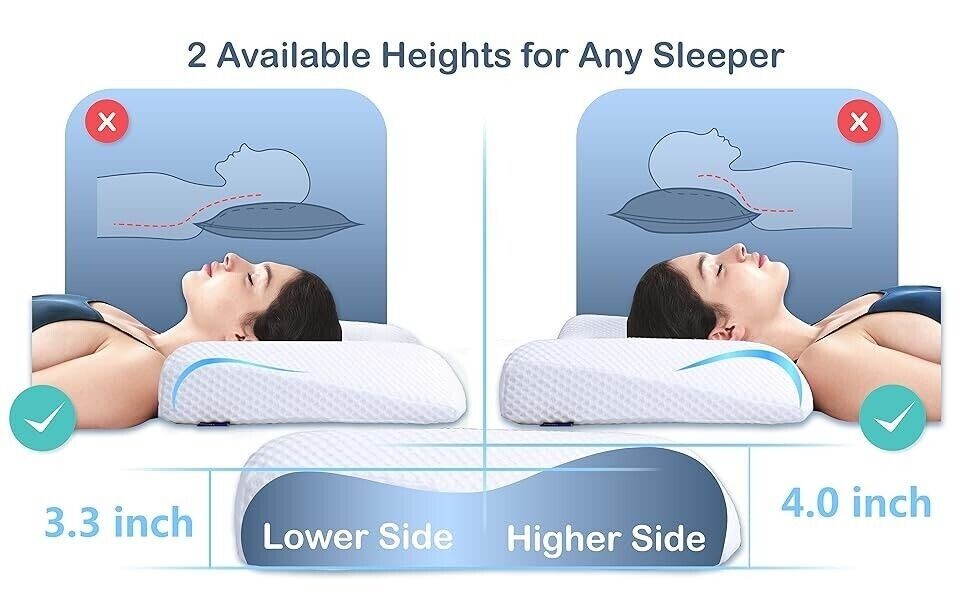 Cervical Neck Pillows for Pain Relief Sleeping, Ergonomic Built-in Neck Roll Cervical Neck Pillows for Pain Relief Sleeping, Ergonomic Built-in Neck Roll