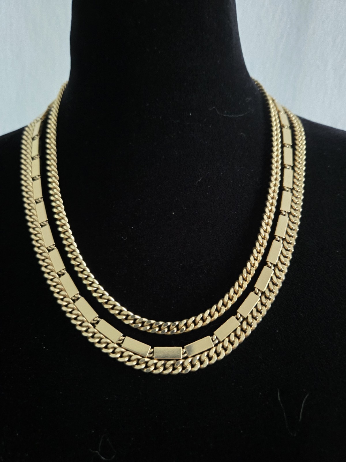 Vintage MONET Necklace Triple Strand Chunky Gold Tone 20\ Vintage MONET Necklace Triple Strand Chunky Gold Tone 20\