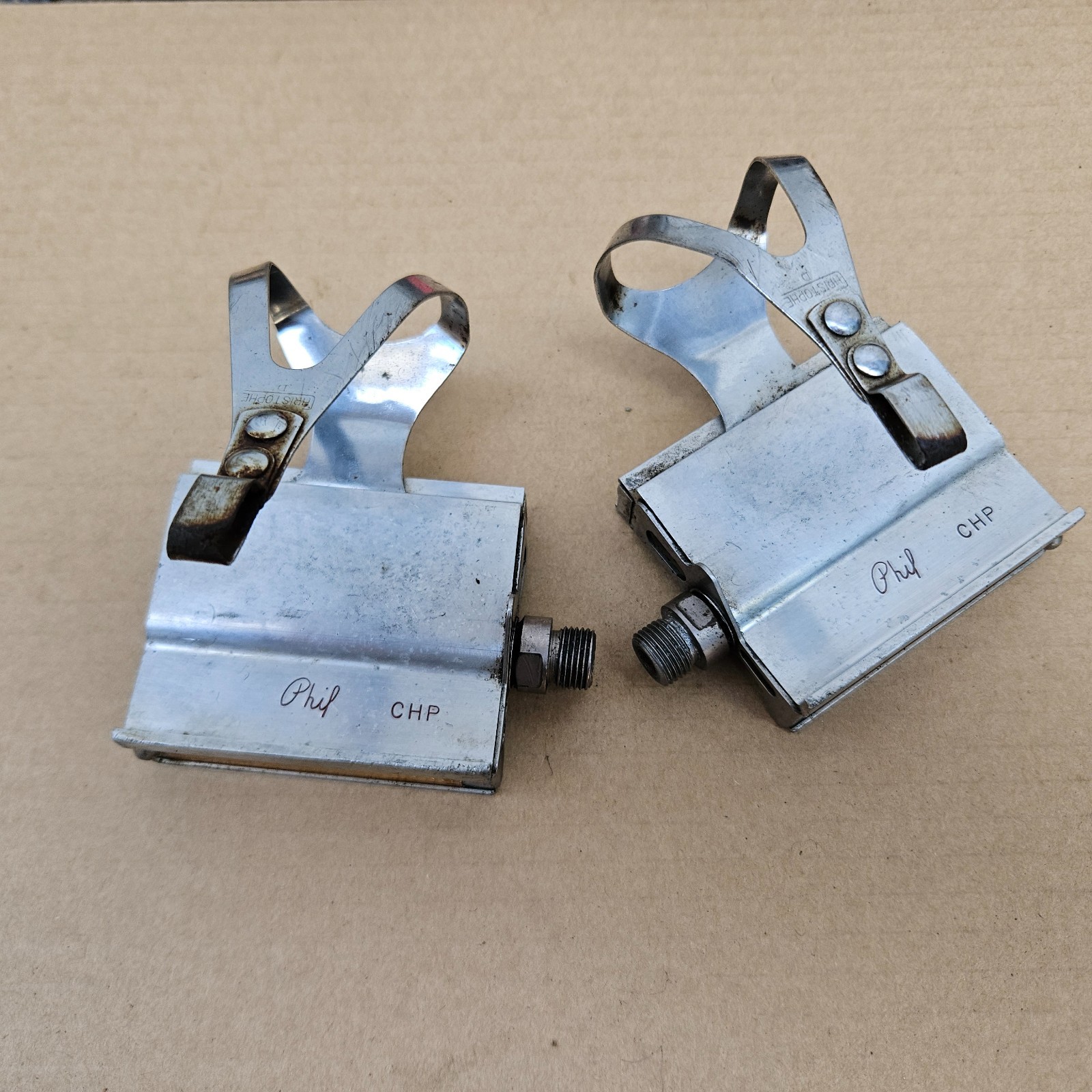 Vintage Phil Wood CHP Platform Pedals + Christope Toe Clips Vintage Phil Wood CHP Platform Pedals + Christope Toe Clips