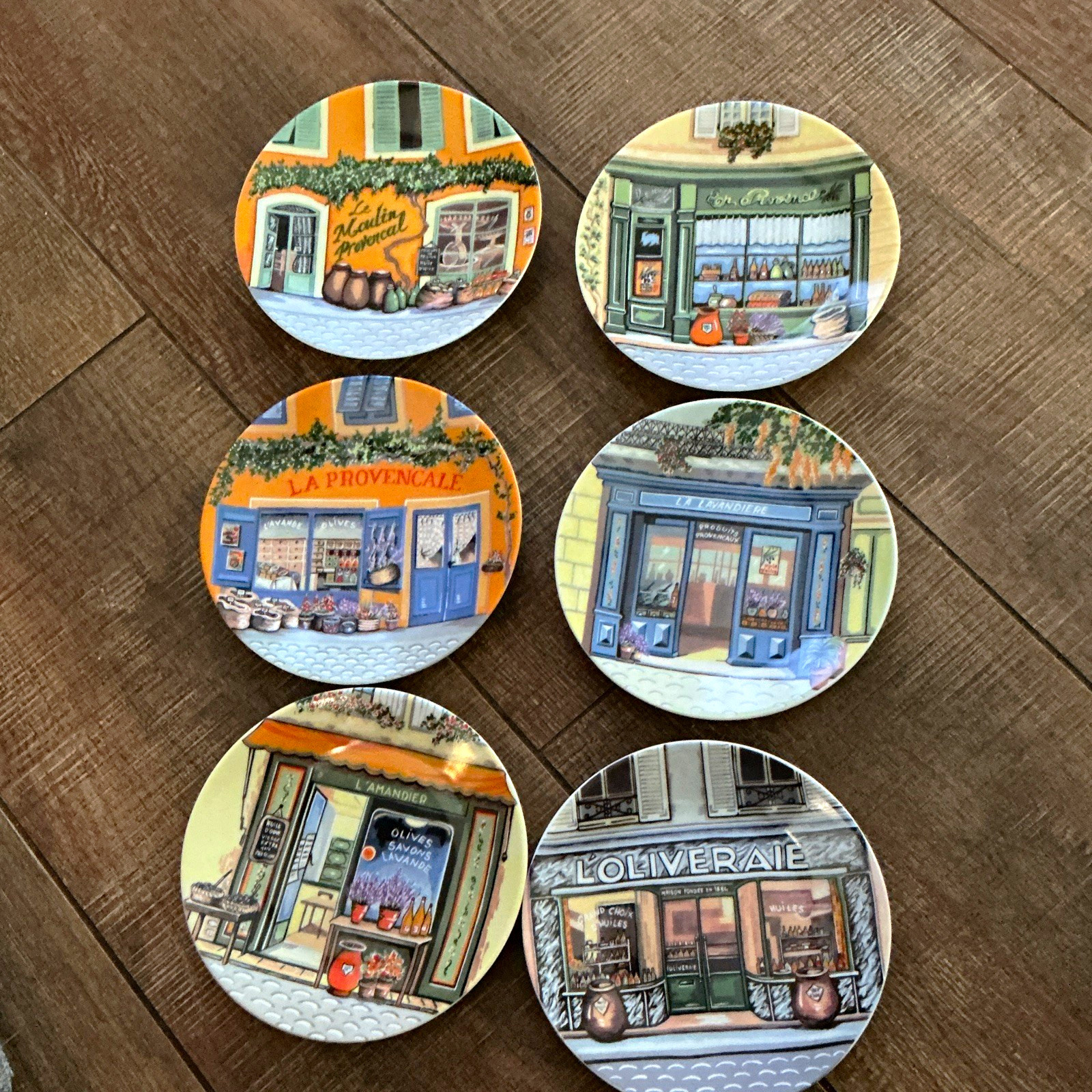 Philippe Deshoulieres Bastide Provence Porcelain Multicolor Plates Set of 6