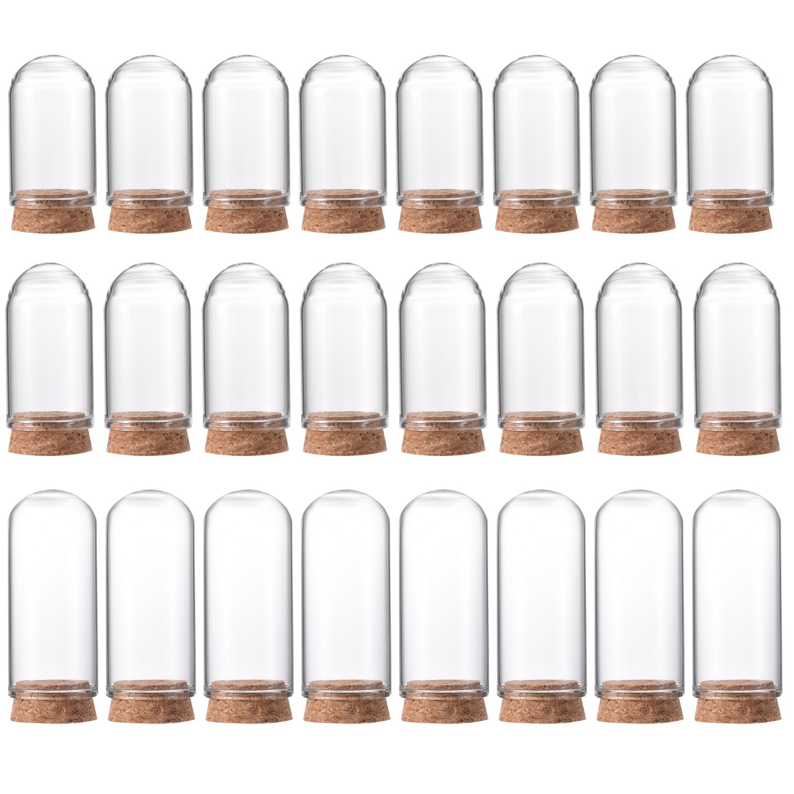 24Pcs Cloche Glass Dome Glass Bell Jar Display Case with Cork Base 1.57\