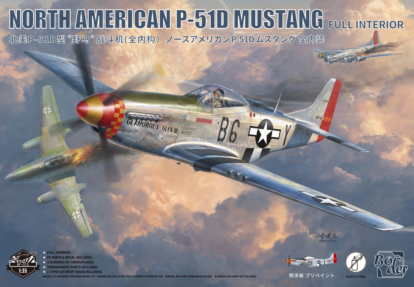 Border 1/35 BF-015 North American P-51D Mustang Full Interior Fighter Aircraft