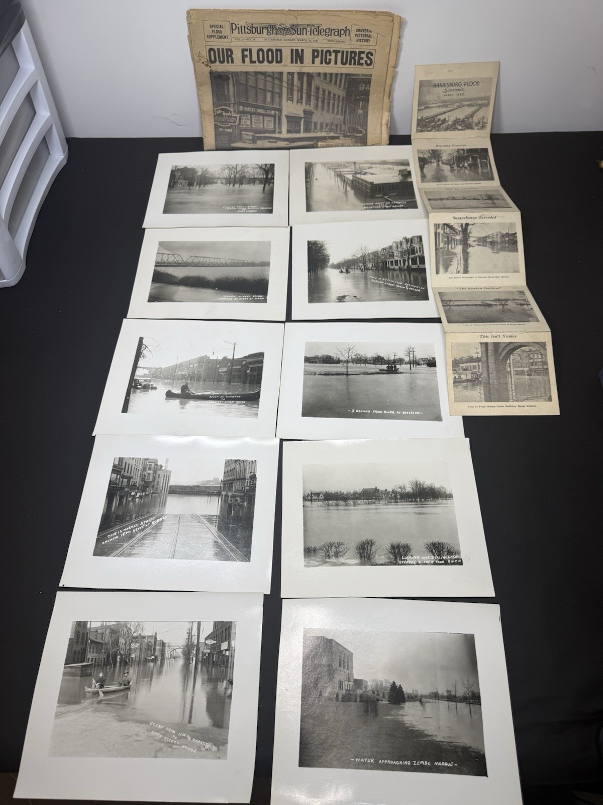 Rare Original Photo Lot & Newspaper 1936 Flood Of Harrisburg Pennsylvania Rare Original Photo Lot & Newspaper 1936 Flood Of Harrisburg Pennsylvania