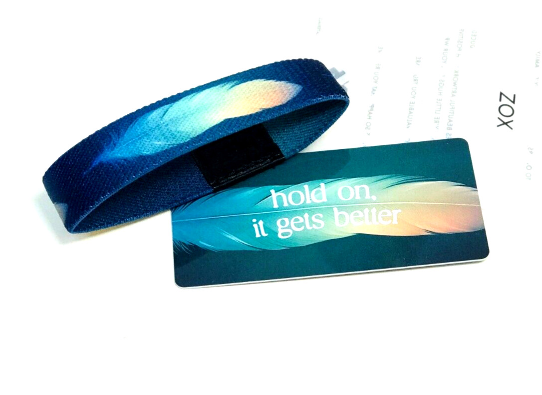 ZOX **HOLD ON, IT GETS BETTER** Silver Single Large NIP Wristband w/Card