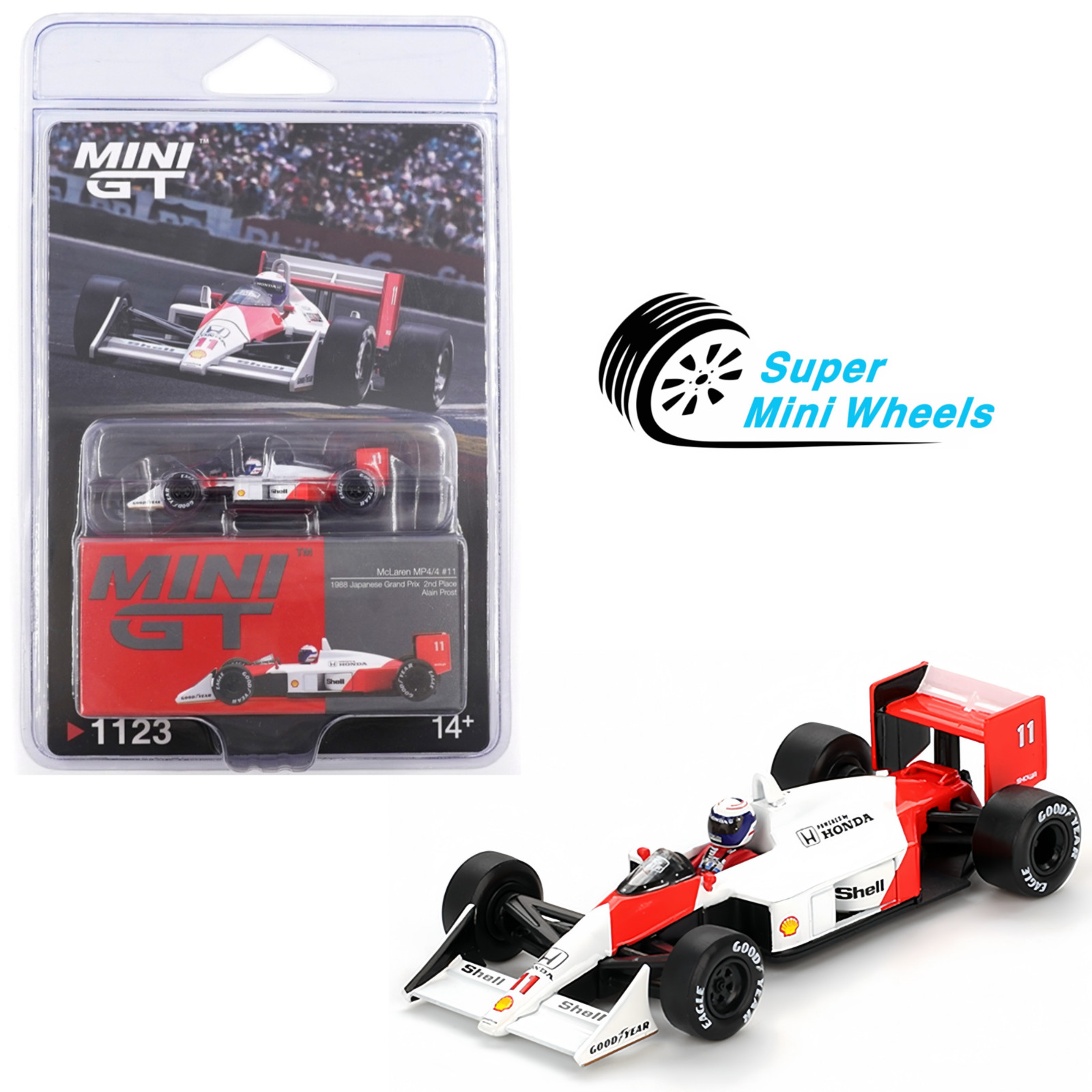 Mini GT 1:64 McLaren MP4/4 #11 Alain Prost 1988 Japanese Grand Prix #1123 Mini GT 1:64 McLaren MP4/4 #11 Alain Prost 1988 Japanese Grand Prix #1123