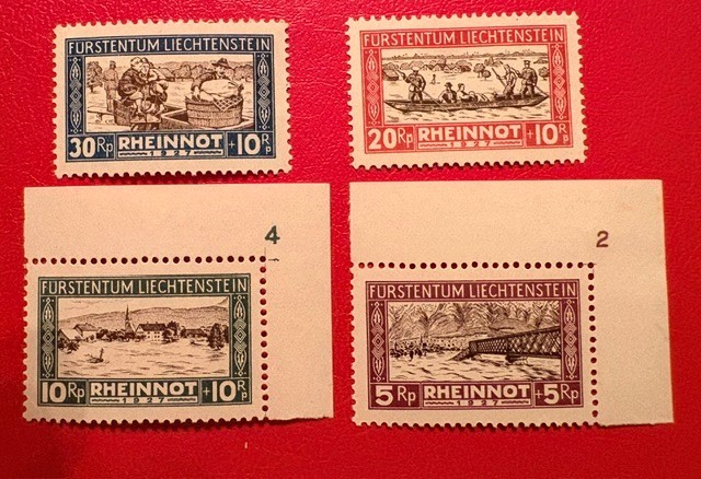 Liechtenstein 1928 Postage MNH Stamps S#B7-B10, Set (4) Rhine Flood Relief NICE Liechtenstein 1928 Postage MNH Stamps S#B7-B10, Set (4) Rhine Flood Relief NICE