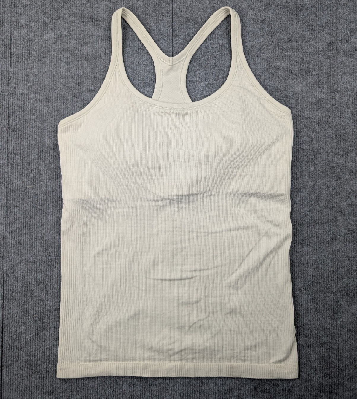 Lululemon Ebb To Street Tank Womens 12 Ribbed Athletic Racerback Shelf Bra Ivory Lululemon Ebb To Street Tank Womens 12 Ribbed Athletic Racerback Shelf Bra Ivory