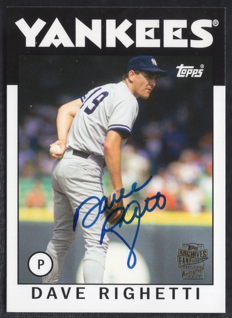 2012 Topps Archives Fan Favorites Autograph #FFA-DR Dave Righetti AUTO READ