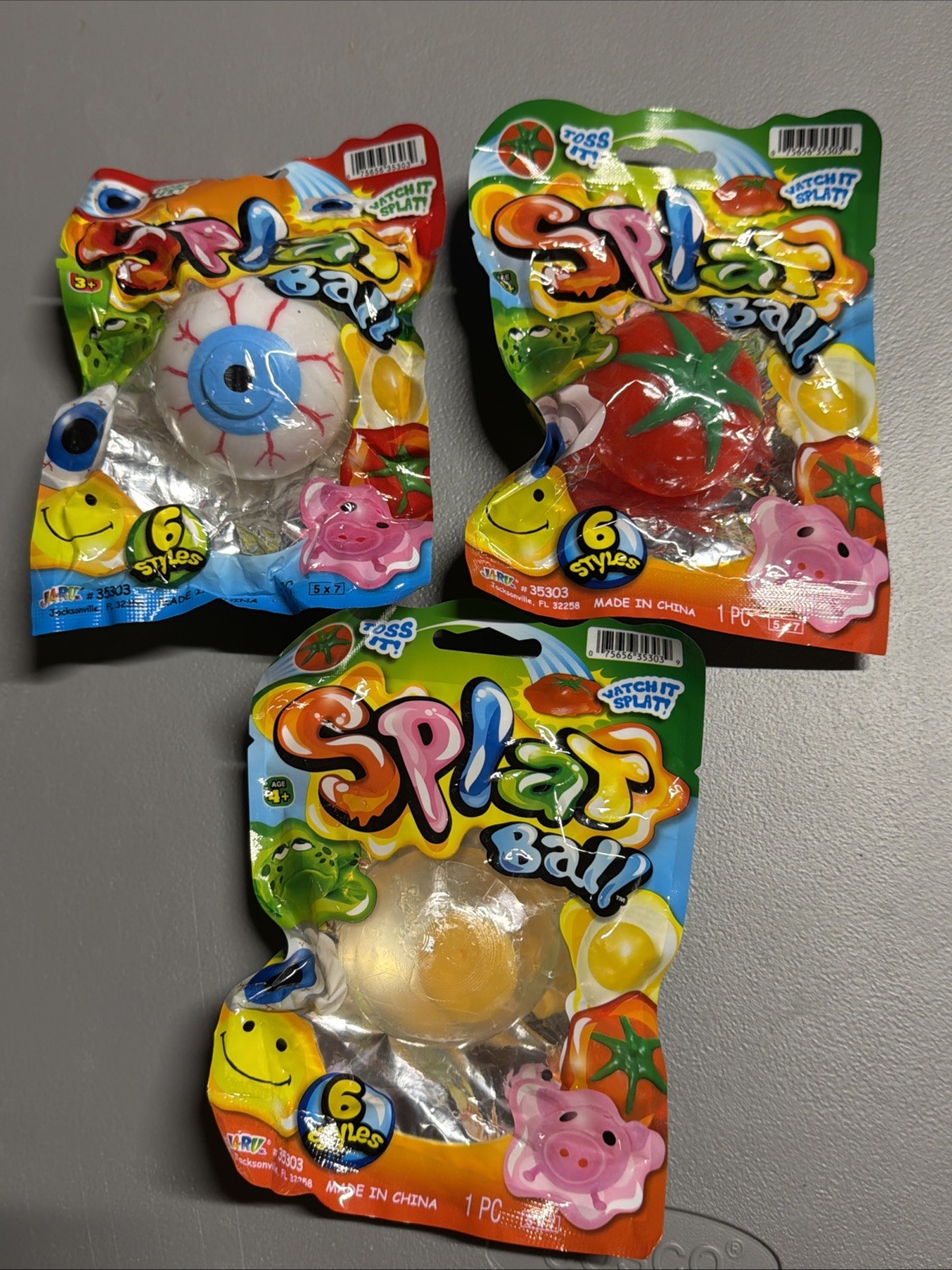 JA-RU Splat Ball Squishy Stress Toy Lot Of 3 Squishy Sticky Fun Balls Lot Of 3 JA-RU Splat Ball Squishy Stress Toy Lot Of 3 Squishy Sticky Fun Balls Lot Of 3