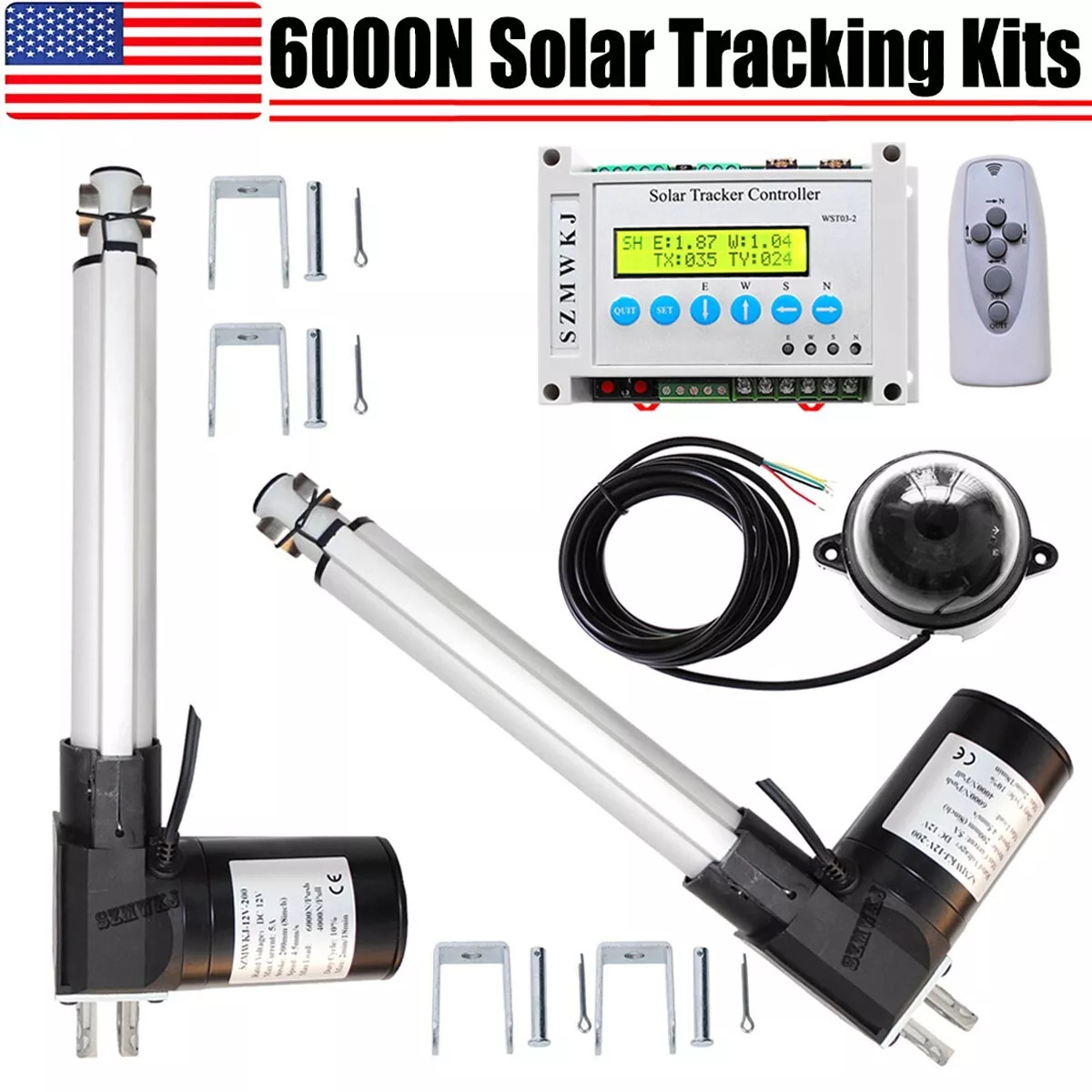 LCD Dual Axis Solar Panel Tracker -6000N DC12V 2*8\