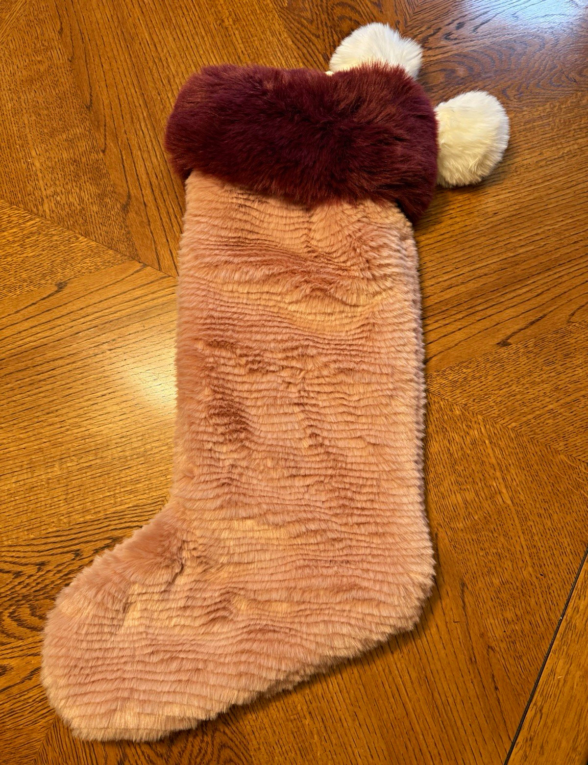 Anthropologie Christmas Stocking Red Pink Fur-never used Anthropologie Christmas Stocking Red Pink Fur-never used