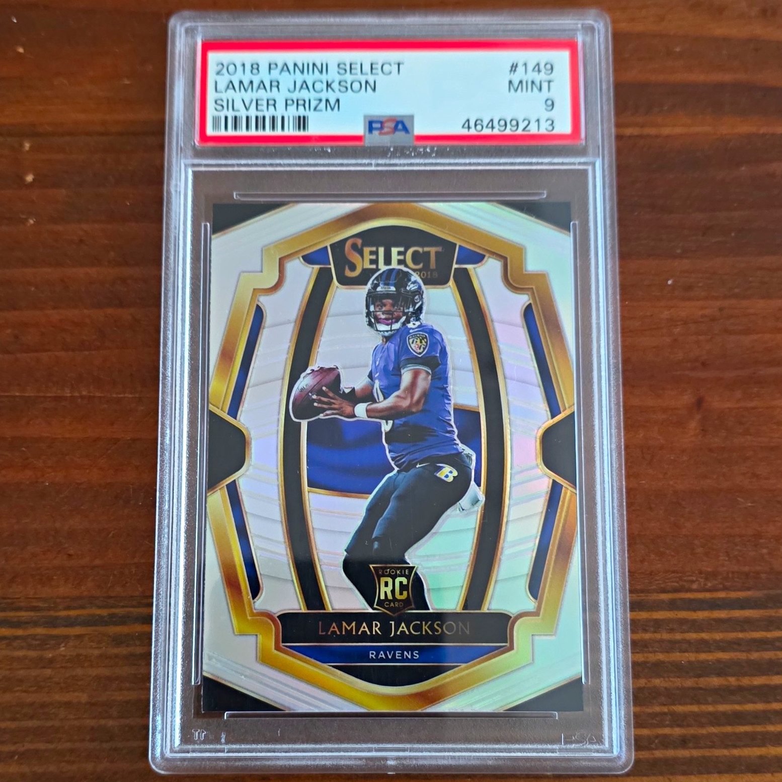 Panini 2018 Select Lamar Jackson Rookie Silver Prizm Premier Level #149 PSA 9 Panini 2018 Select Lamar Jackson Rookie Silver Prizm Premier Level #149 PSA 9
