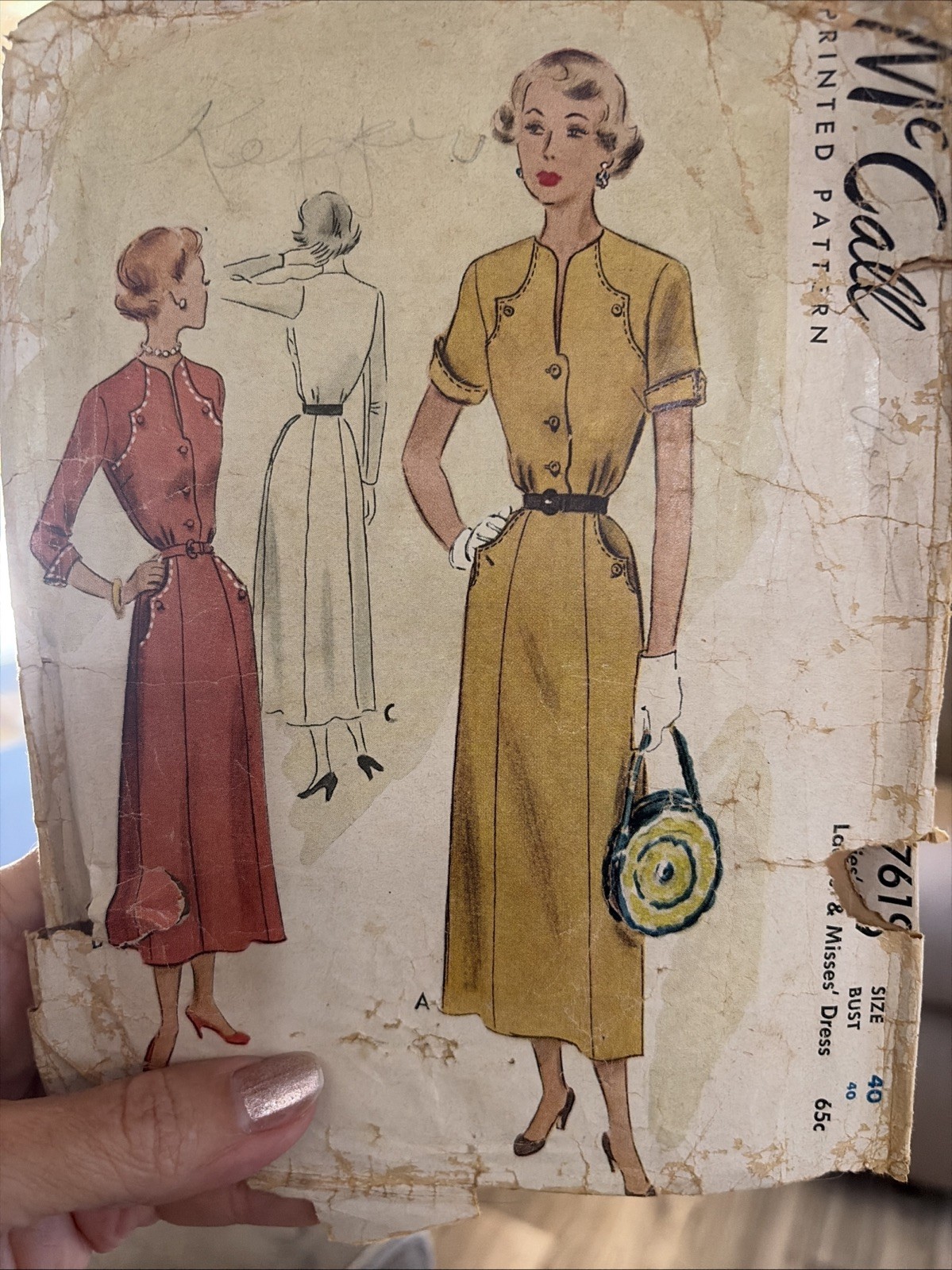 Vintage 1950’s McCalls Dress Sewing Pattern 7619 Size 40 Bust Cut Complete Rare Vintage 1950’s McCalls Dress Sewing Pattern 7619 Size 40 Bust Cut Complete Rare