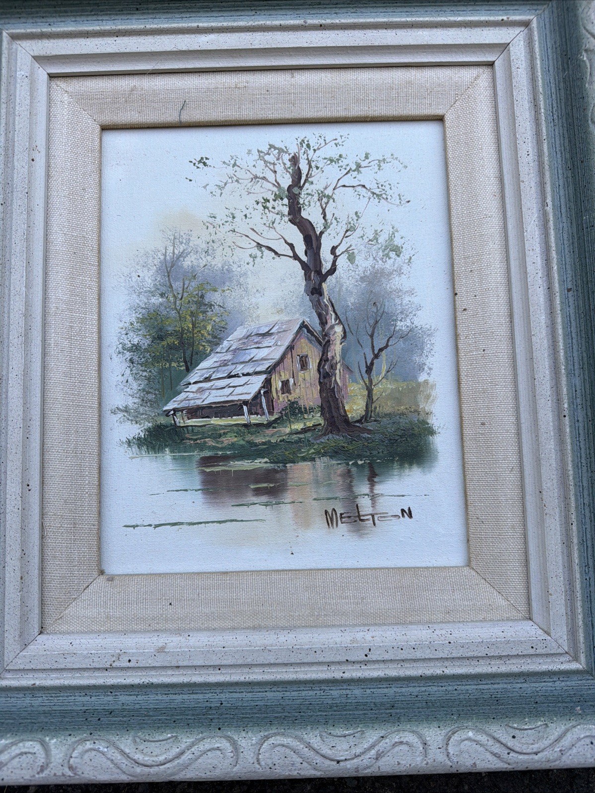 Vintage Catherine Parker Melton Original Oil Painting Framed Rustic Cabin Vintage Catherine Parker Melton Original Oil Painting Framed Rustic Cabin