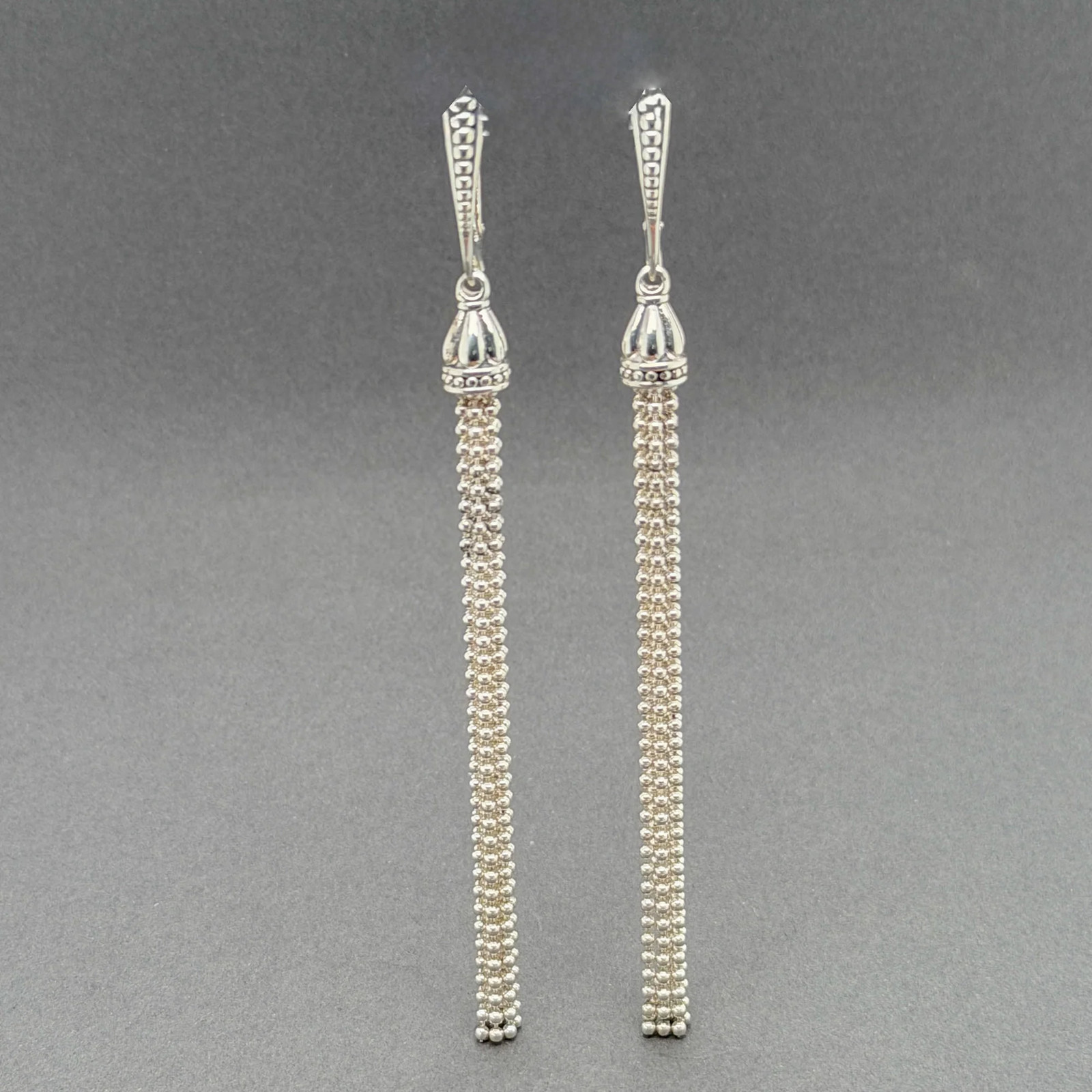 Estate Lagos Sterling Silver Beaded Tassel Drop Earrings Estate Lagos Sterling Silver Beaded Tassel Drop Earrings