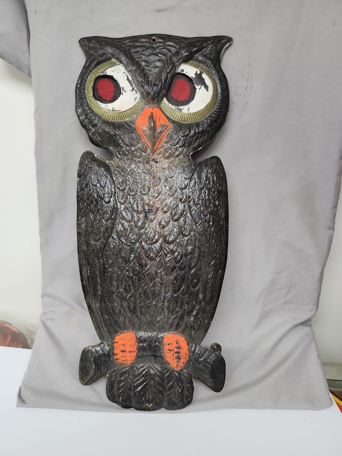 VTG Antique 1920-30s Embossed Die Cut Black Owl Halloween Germany 15.5 VTG Antique 1920-30s Embossed Die Cut Black Owl Halloween Germany 15.5