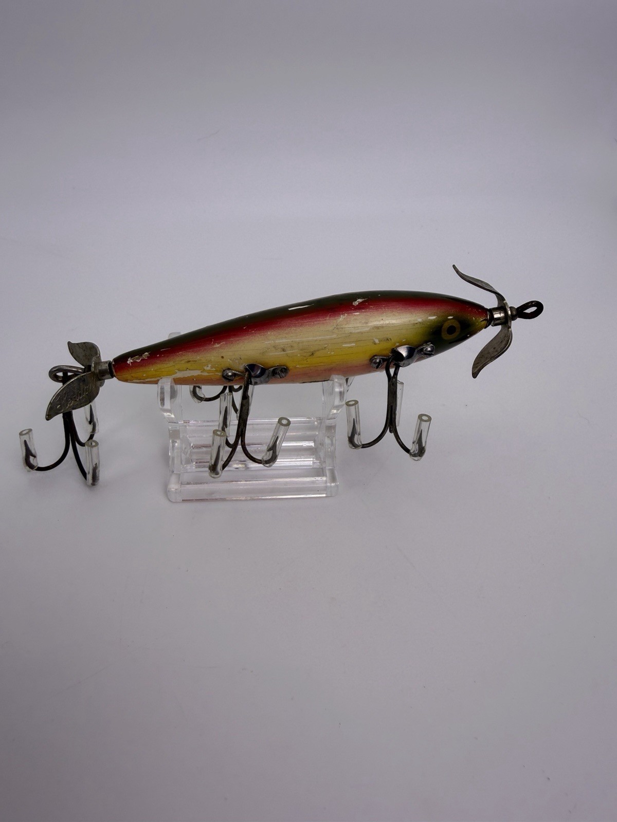 Antique Heddon 150 Dowagiac Minnow Rainbow 5 Hook Cup Rig Vintage Lure C. 1915