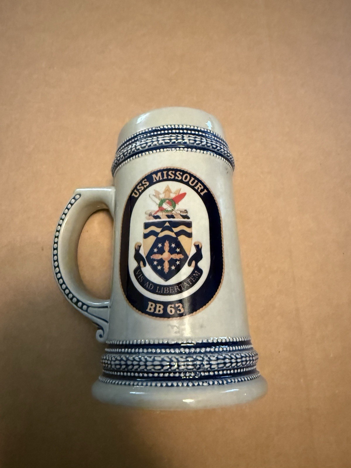 VINTAGE USS Missouri BB-63 BEER STEIN MUG VINTAGE USS Missouri BB-63 BEER STEIN MUG