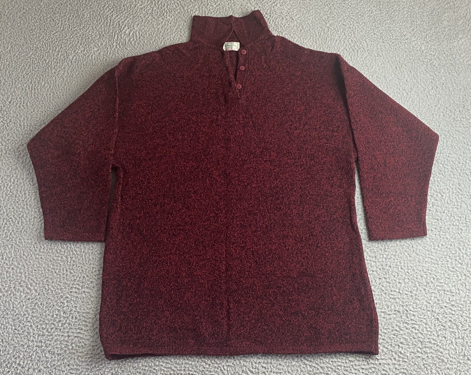 VTG 80s Benetton 100% Shetland Wool Henley Mock Neck Knit Sweater Size 46 Unisex