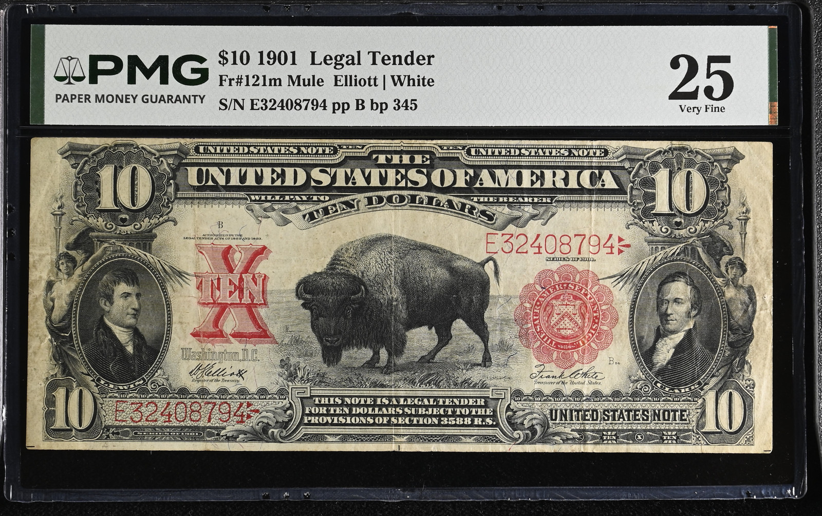 1901 $10 Legal Tender Note Bison Mule Fr. 121m - PMG 25 Comments 1901 $10 Legal Tender Note Bison Mule Fr. 121m - PMG 25 Comments