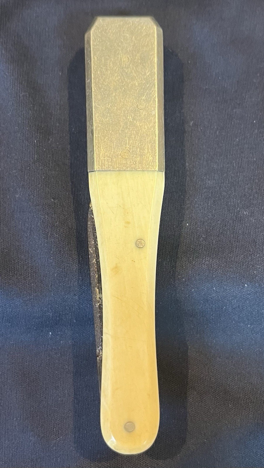 Antique Bone Handle Cigar Cutter Tool Pocketknife, 1 Plain Edge Steel Blade