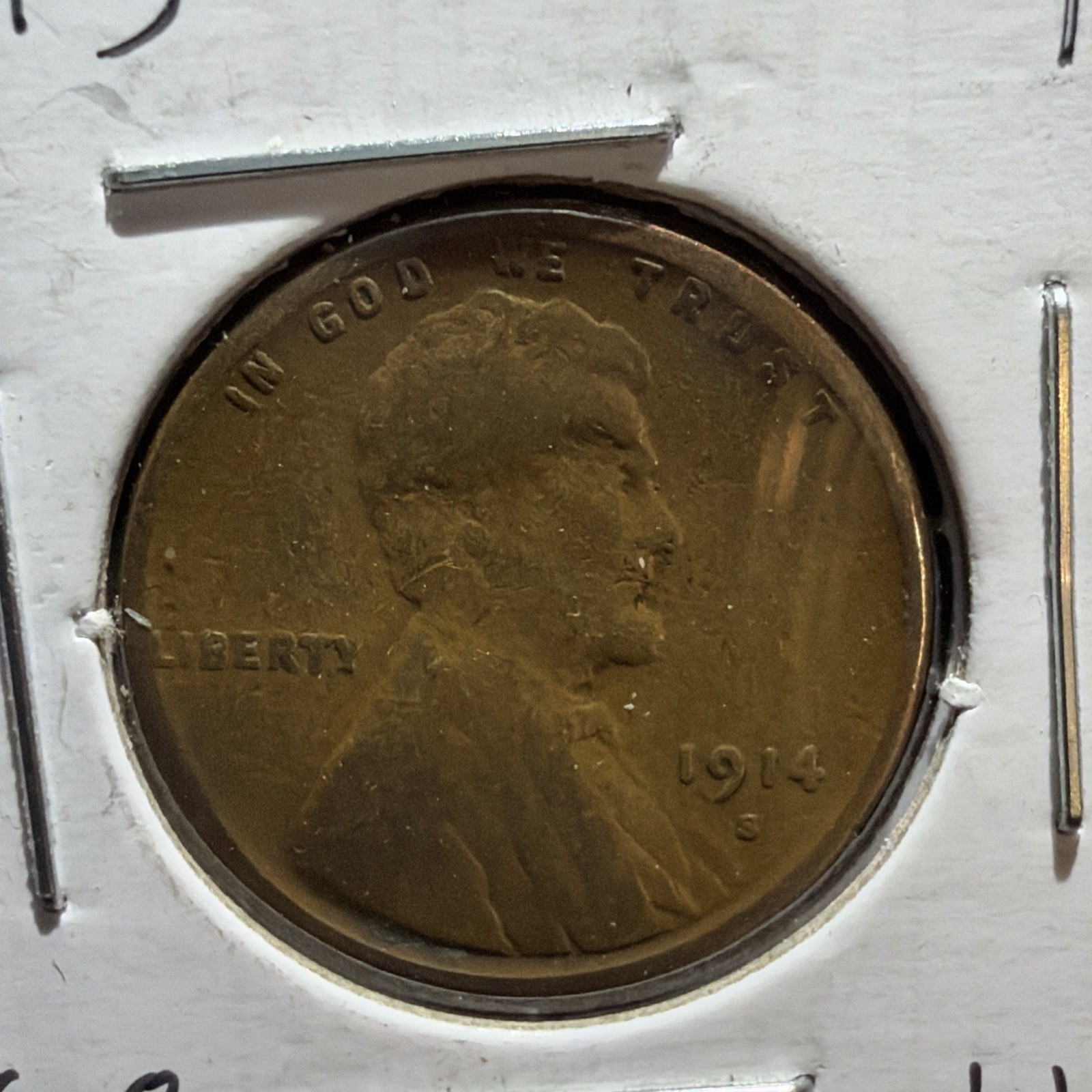 1914-S 1C BN Lincoln Cent VG Details Bent 1914-S 1C BN Lincoln Cent VG Details Bent