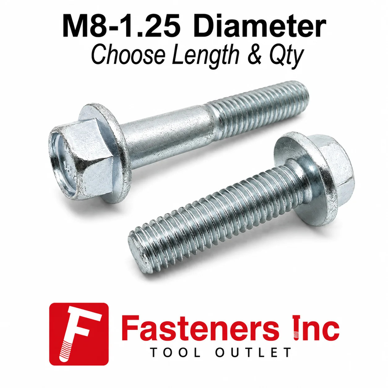 M8-1.25 Class 10.9 JIS Hex Flange Screws Bolts Zinc Clear (Pick Length & Qty)