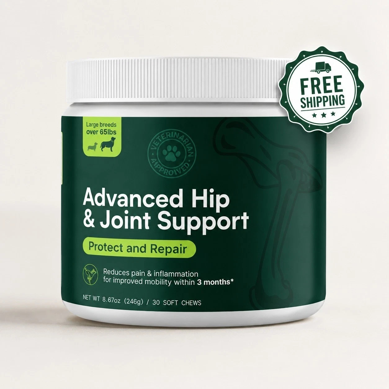 Wuffes Advanced Dog Hip and Joint Supplement with Glucosamine 30 Flavored Chews