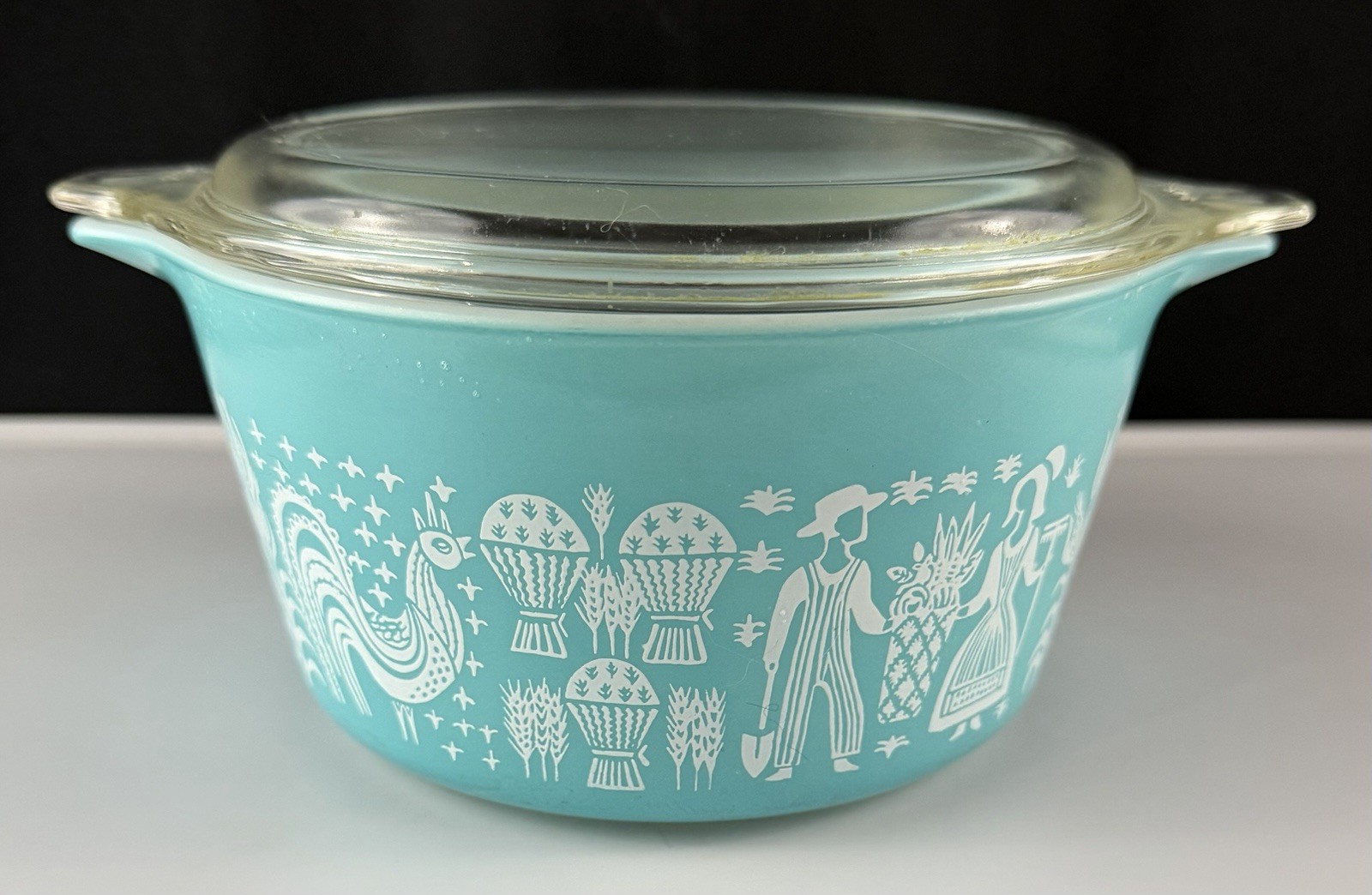Vintage Pyrex Turquoise Amish Butterprint Casserole Dish 1 Quart 473 With Lid
