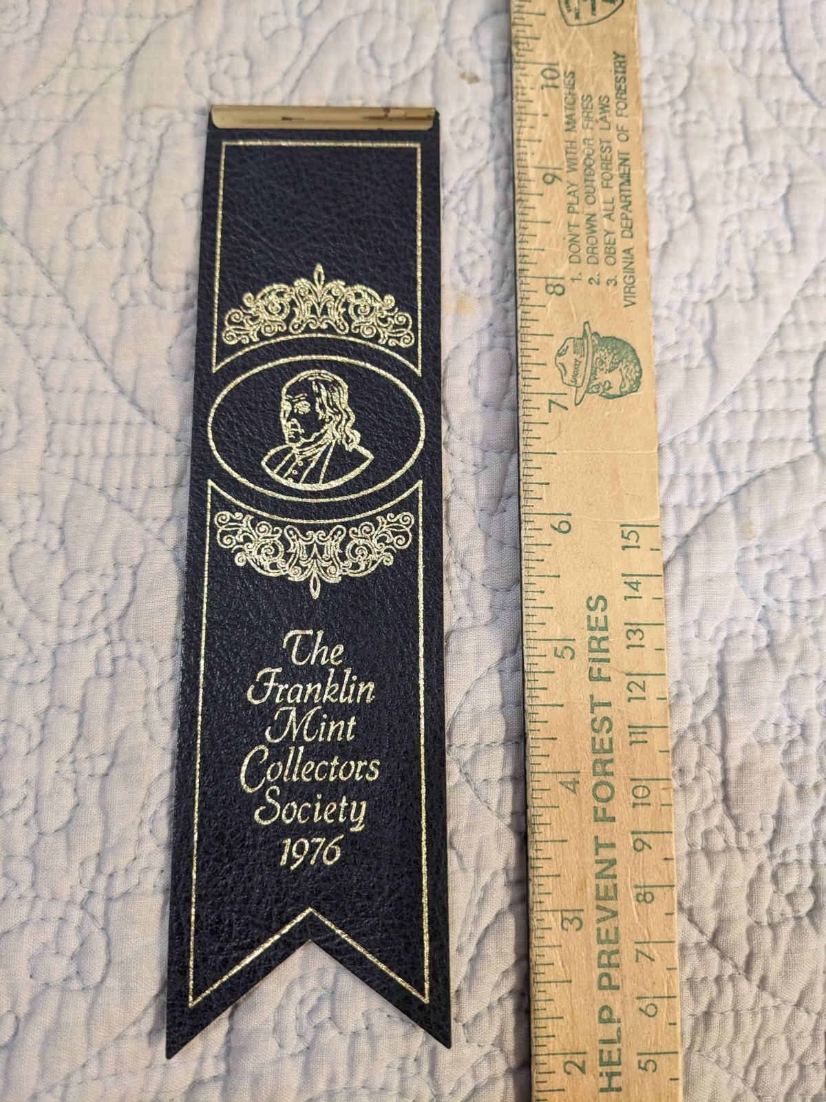 Vintage Franklin Mint Collectors Society Leather Bookmark from 1976 Vintage Franklin Mint Collectors Society Leather Bookmark from 1976
