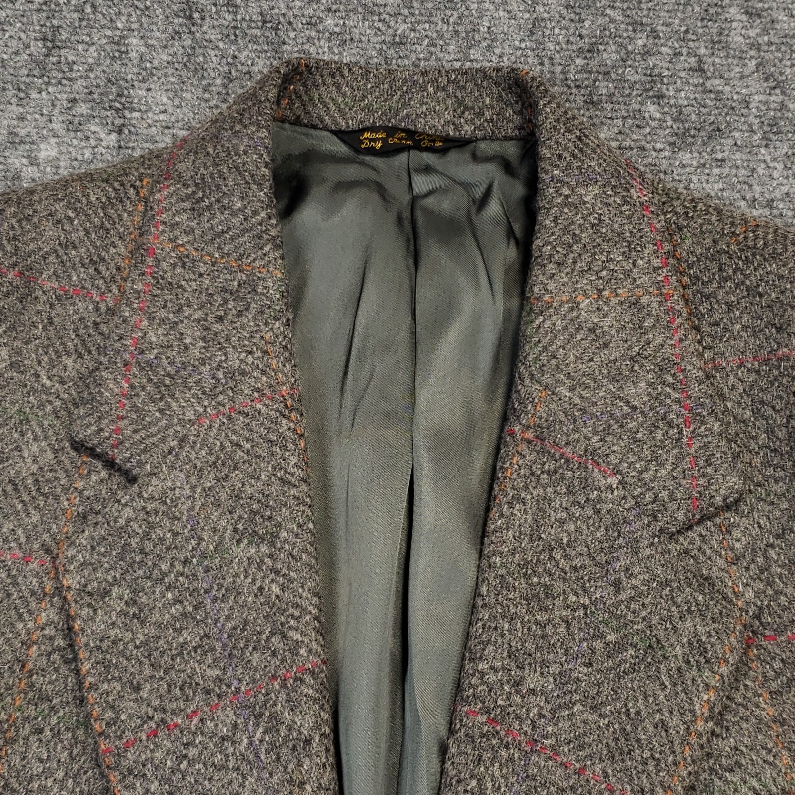 Austin Manor Vintage Tweed Blazer Mens 39R (fits 38R) Wool Blend Leather Buttons