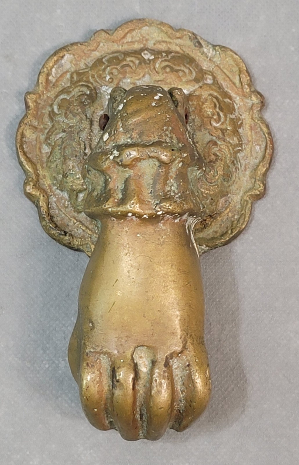 Antique VICTORIAN Heavy HAND & BALL Metal DOOR KNOCKER