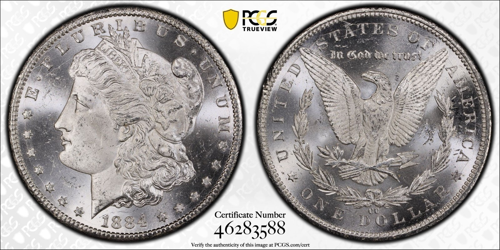 1884-CC Morgan Silver Dollar, MS64+ PCGS GS. (25696) 1884-CC Morgan Silver Dollar, MS64+ PCGS GS. (25696)