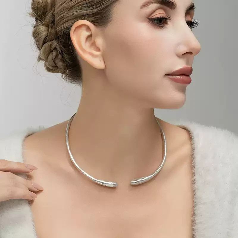 NWT RLM SOHO Robert Lee Morris Silver Tone Sculptural Open Collar Necklace