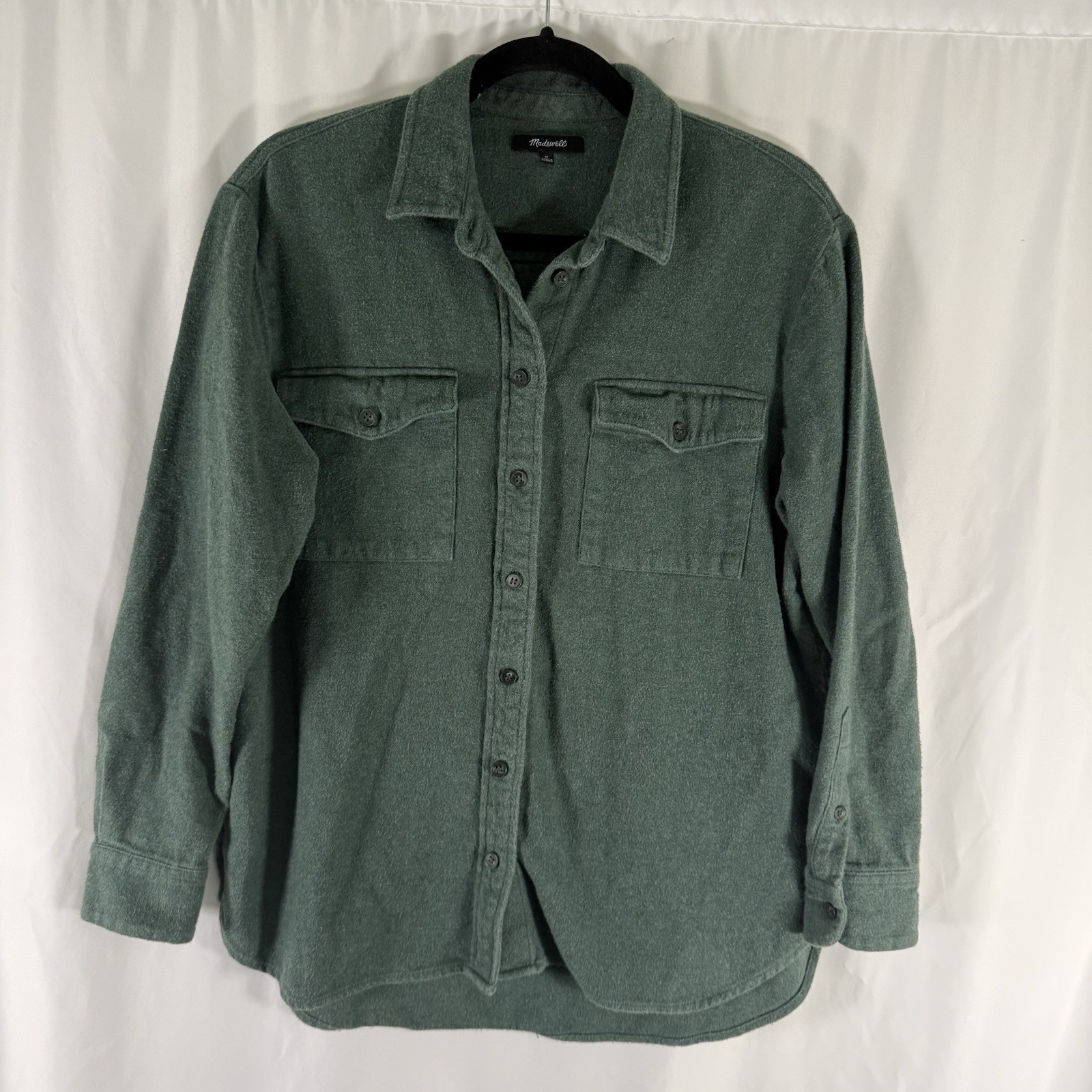 Madewell Flannel Shirt Women\'s Medium Green Button Up Collared 100% Cotton Madewell Flannel Shirt Women\'s Medium Green Button Up Collared 100% Cotton