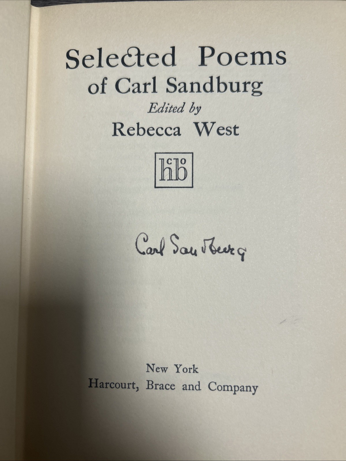 Selected Poems of Carl Sandburg 1937 10th Edition *SIGNED* Rare