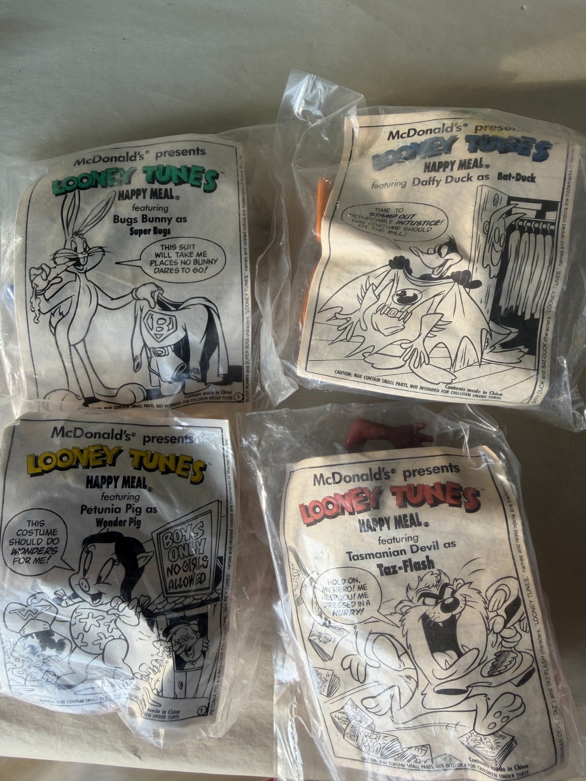 1991 McDonald\'s Looney Tunes Super Hero Toys Sealed Complete Set OR Pick One