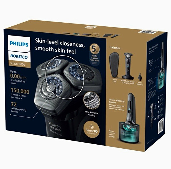 Philips Norelco Shaver 8000 Black 3-Head Rotary Shaver Kit SenseIQ Philips Norelco Shaver 8000 Black 3-Head Rotary Shaver Kit SenseIQ