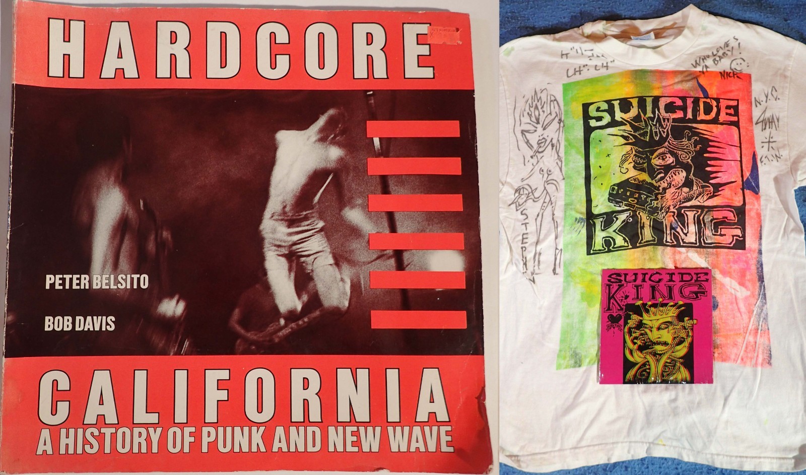 HARDCORE CALIFORNIA + SUICIDE KING autographed tee + GREEN VINYL 7