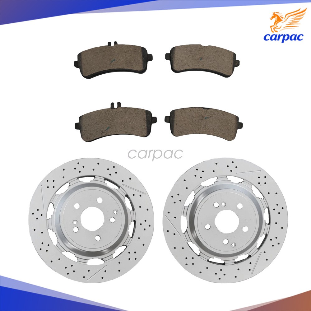 For 2014-2020 Mercedes Benz W222 S63 S65 AMG Pair Rear Brake Rotors & Pads