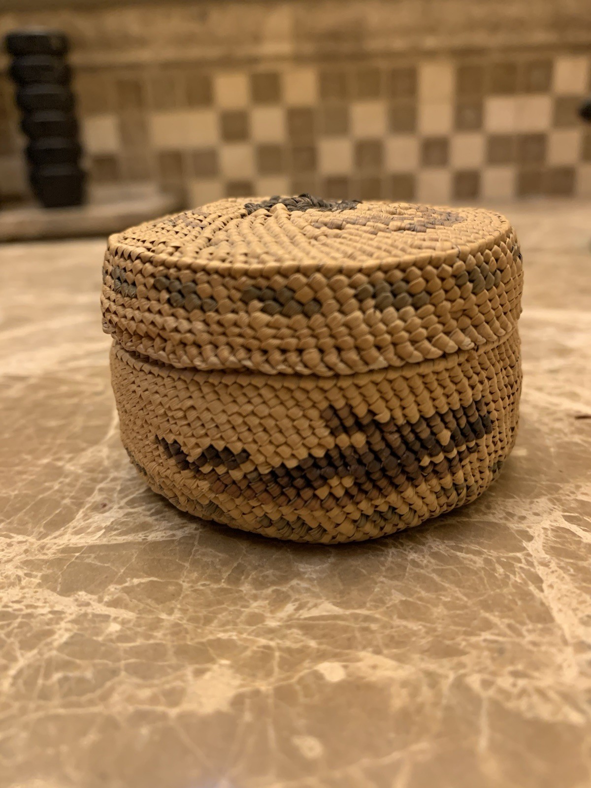 Vintage Makah Cedar Bark Basket 