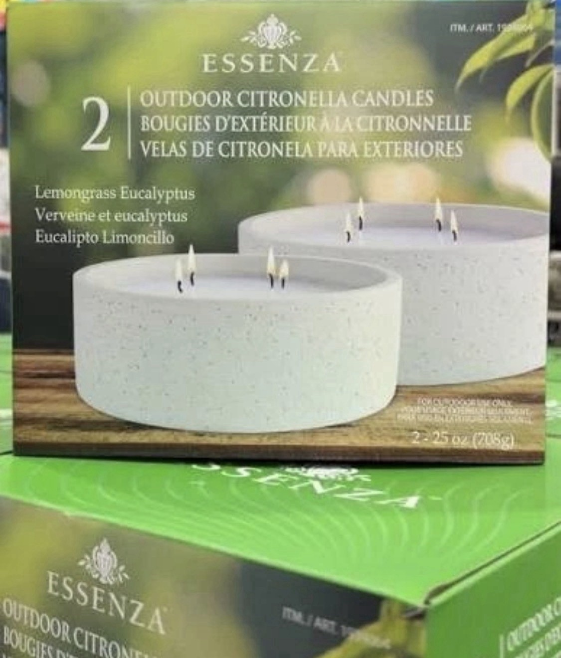 NEW Essenza Outdoor Citronella Candles 2-Pack Lemongrass Eucalyptus