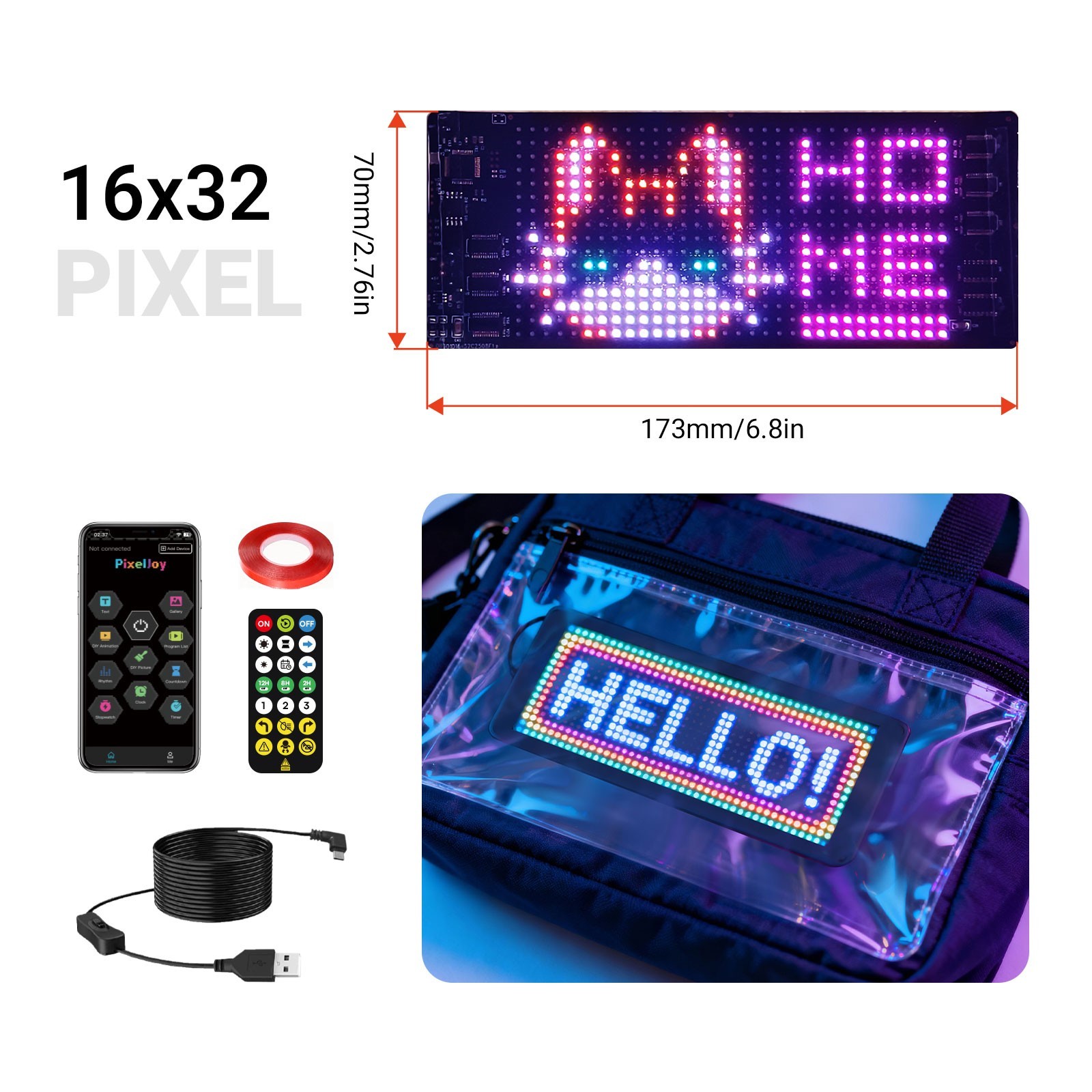 Programmable LED Sign Bluetooth APP Flexible Scrolling Message Board Text Animat Programmable LED Sign Bluetooth APP Flexible Scrolling Message Board Text Animat