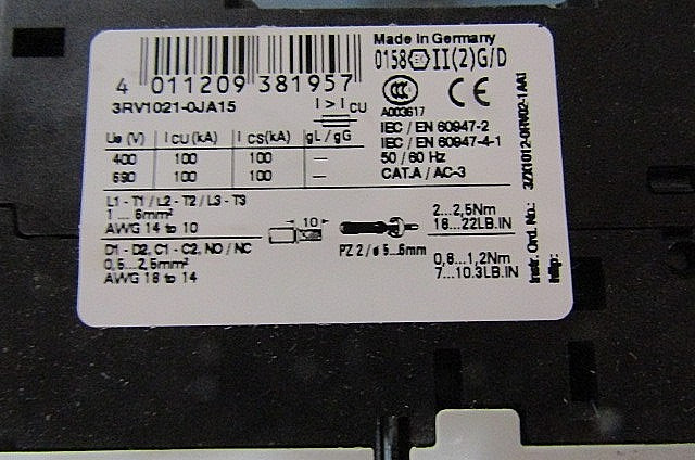 SIEMENS SIRIUS 3RV1021-0JA15 CIRCUIT BREAKER NEW lot814 SIEMENS SIRIUS 3RV1021-0JA15 CIRCUIT BREAKER NEW lot814