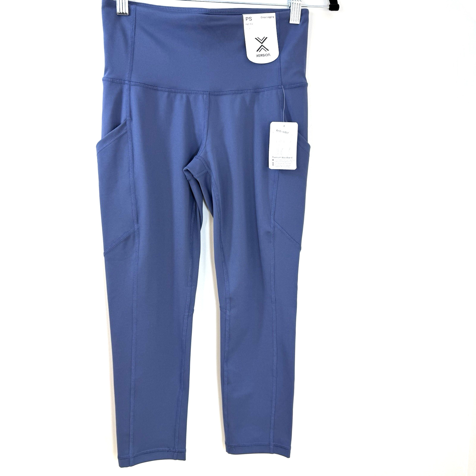 Xersion EverUltra Blue Crop Legging PS High Rise Pockets Anti-Odor New